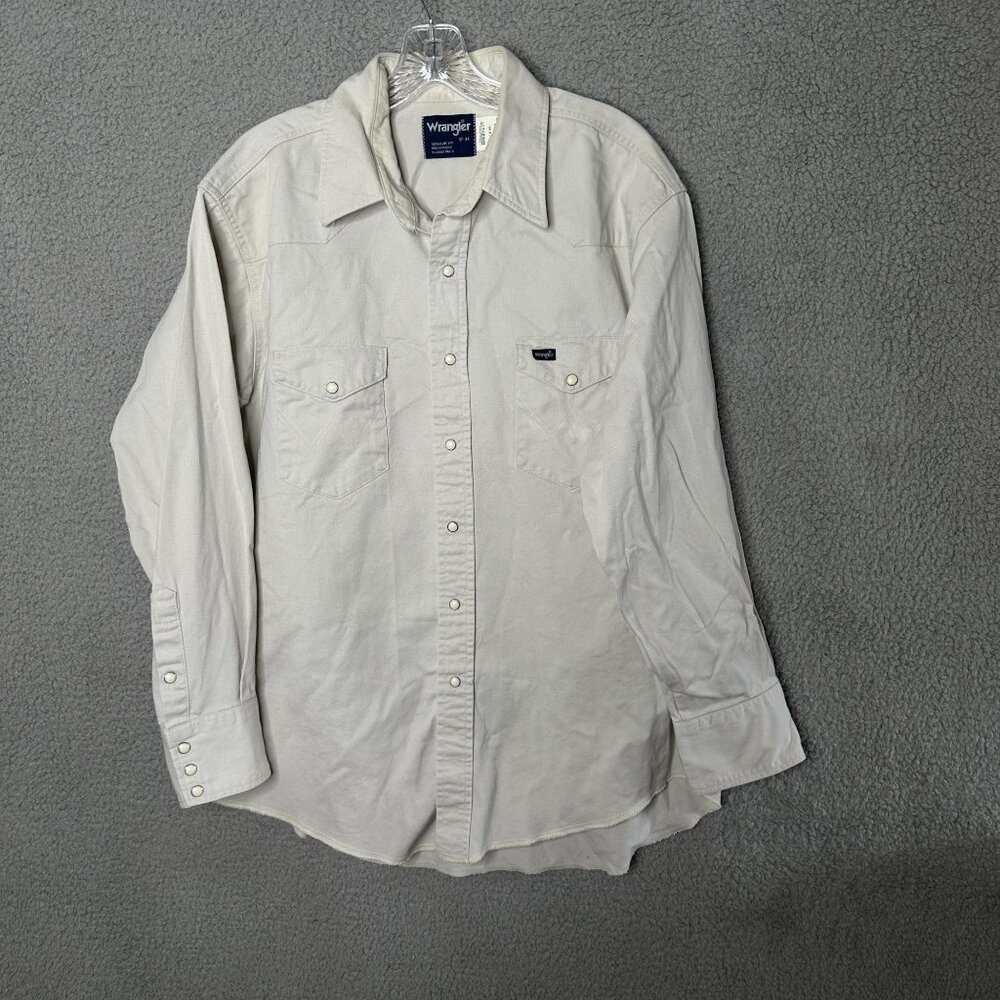 Wrangler Men XLT‎ Tall Western Pearl Snap Shirt Off White Cowboy Ranch Rodeo - Picture 2 of 11